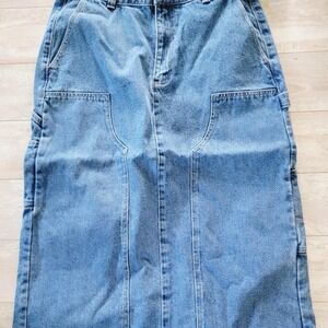 Obey‎ Women's 31 Light Indigo Painters Skirt Maxi Pockets Denim Jean NWT